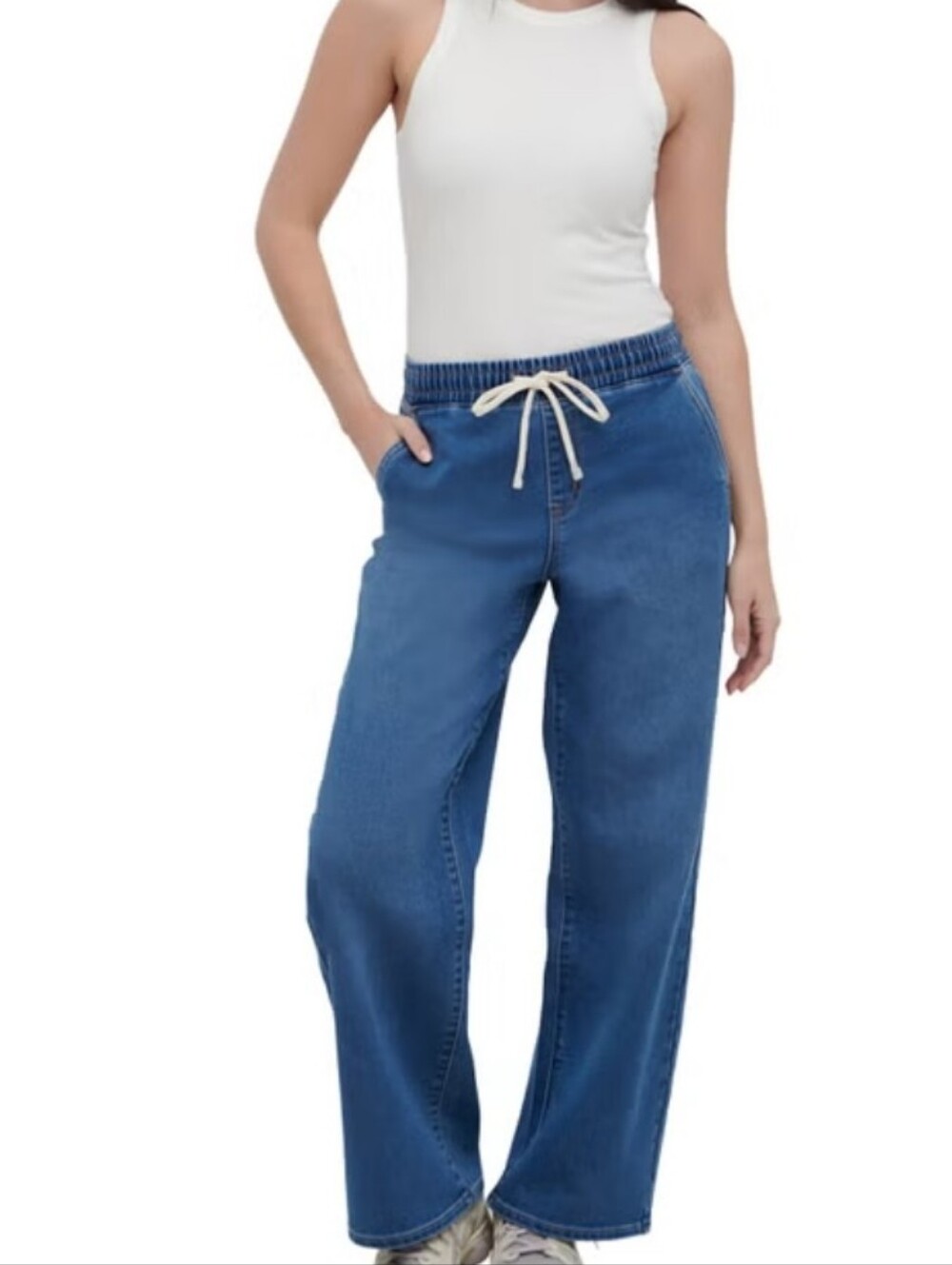 Bench Indigo Wide-Leg Drawstring Jeans